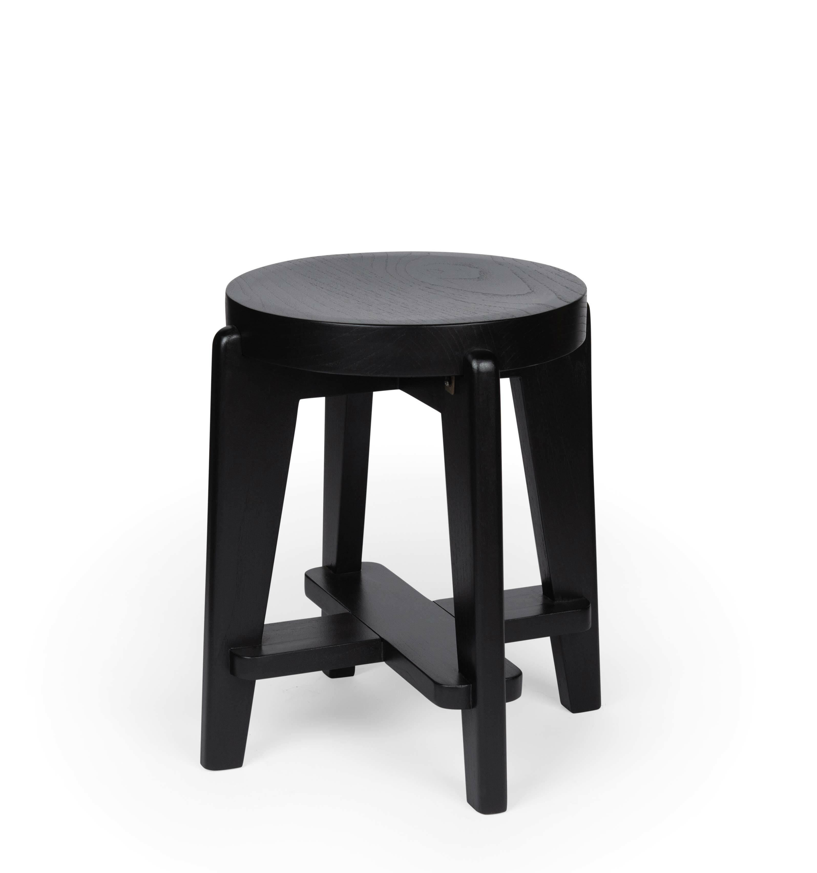 Low Bar Stool Wood Charcoal Black